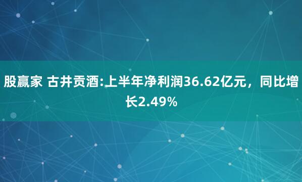 股赢家 古井贡酒:上半年净利润36.62亿元，同比增长2.49%