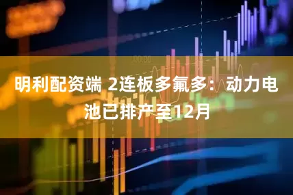 明利配资端 2连板多氟多：动力电池已排产至12月